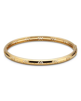 Gucci - 18K Yellow Gold Icon Logo Double G Cut Out Bangle Bracelet
