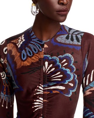 Floral Gathered Bodice Midi Dress