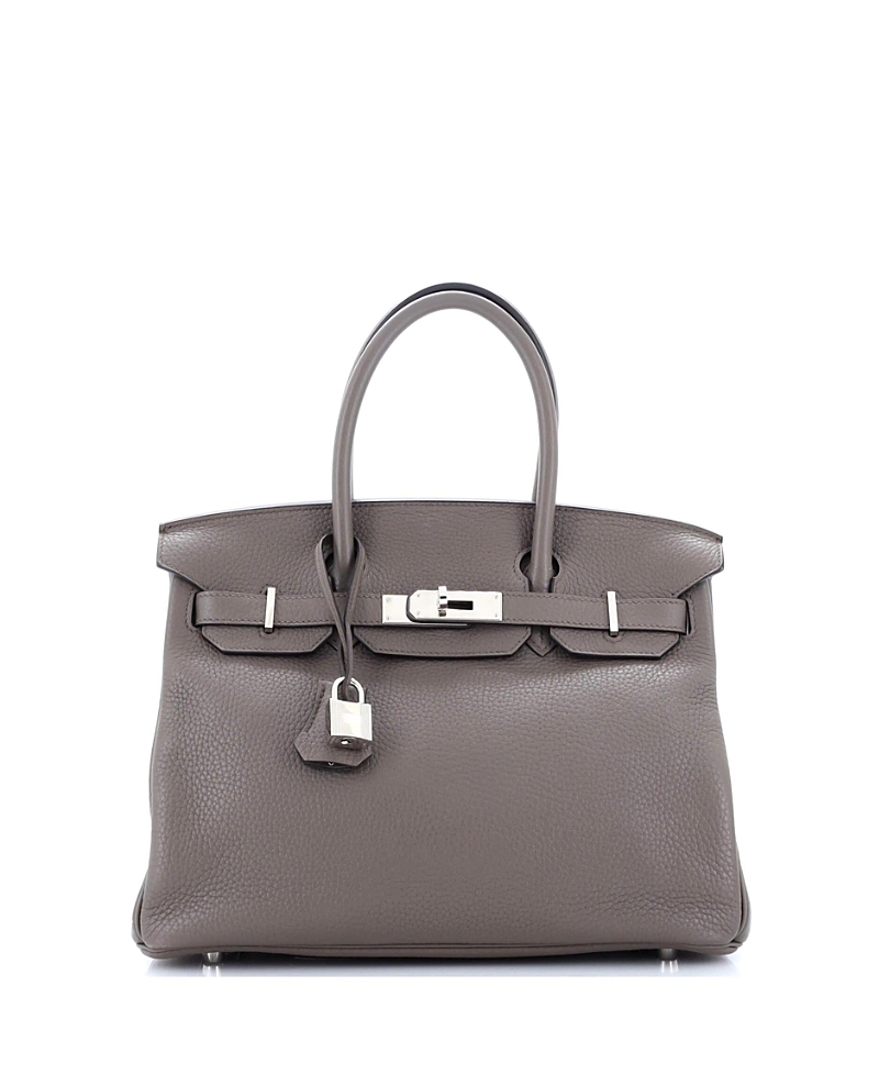 Pre-owned Pre-owned Hermes Hermes Birkin 30 Handbag Grey Clemence With Palladium Hardware In Etain