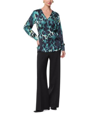 Misty Leopard Print V Neck Blouse