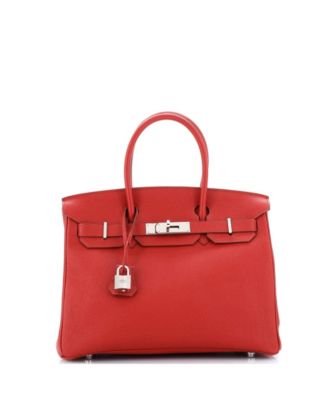 Pre-Owned HERMÈS - Birkin 30 Handbag Red Vache Trekking with Palladium Hardware