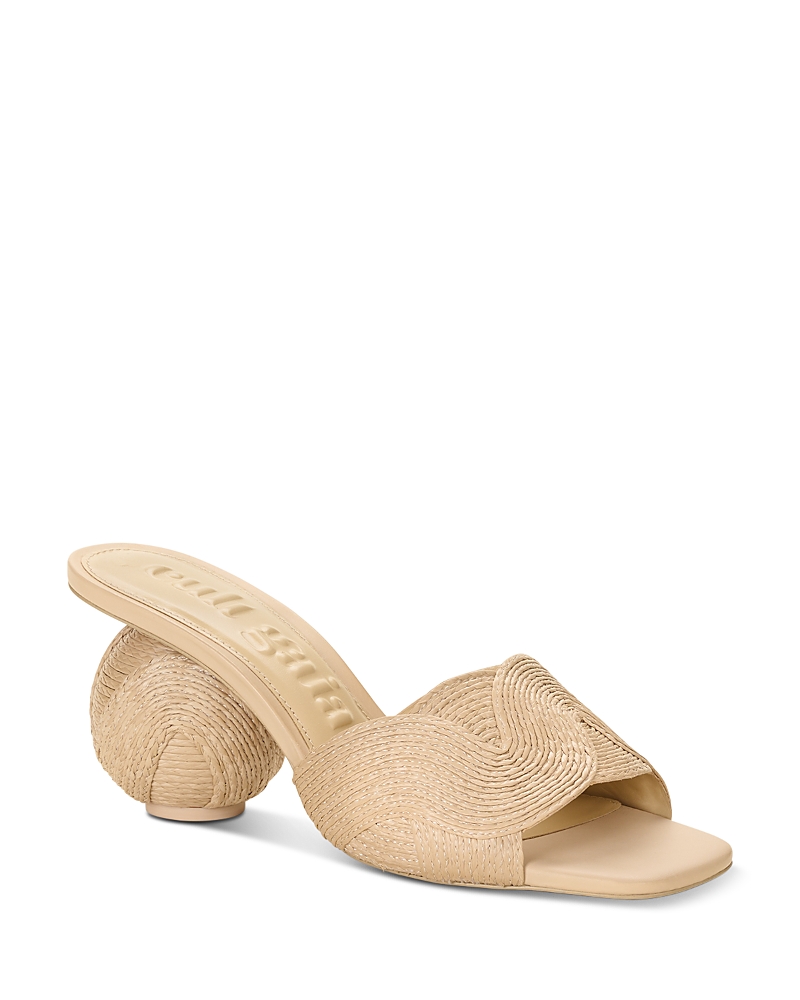 Cult Gaia Ada Raffia Kitten-heel Slide Sandals In Natural