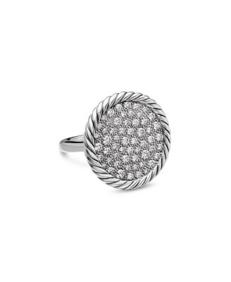 David Yurman Sterling Silver Dy Elements Pave Diamond Ring
