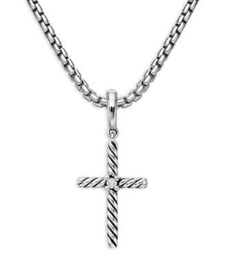 David Yurman Sterling Silver Amulets Diamond Cross Pendant