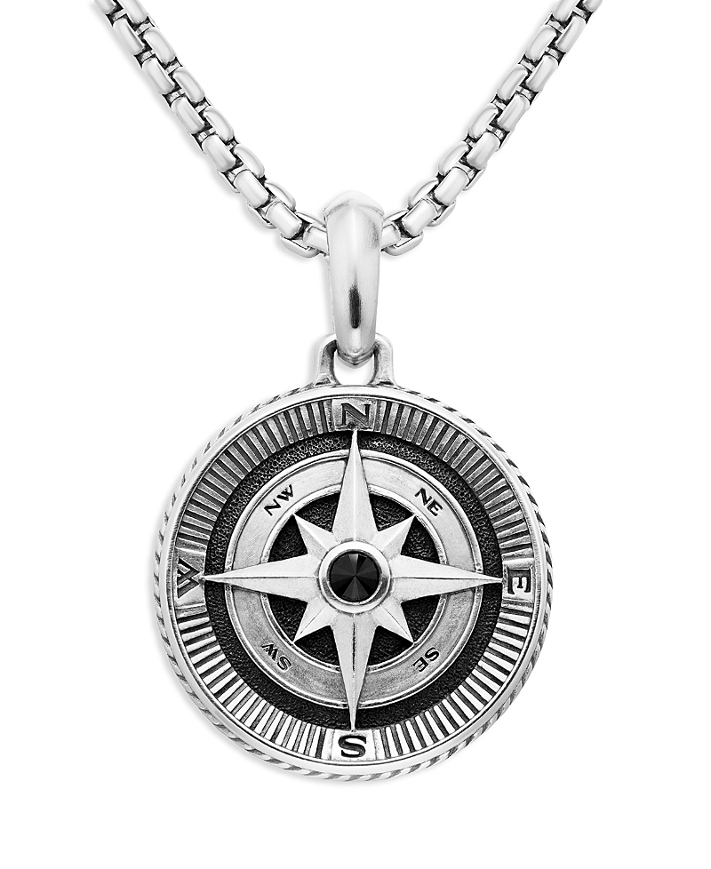 David Yurman Men's Sterling Silver Maritime Compass Amulet with Black Diamond · OS