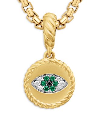 David Yurman - 18K Yellow Gold Evil Eye Amulet with Emeralds & Diamonds