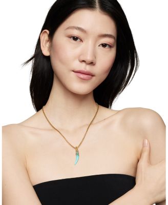 18K Yellow Gold Tusk Amulet with Amazonite