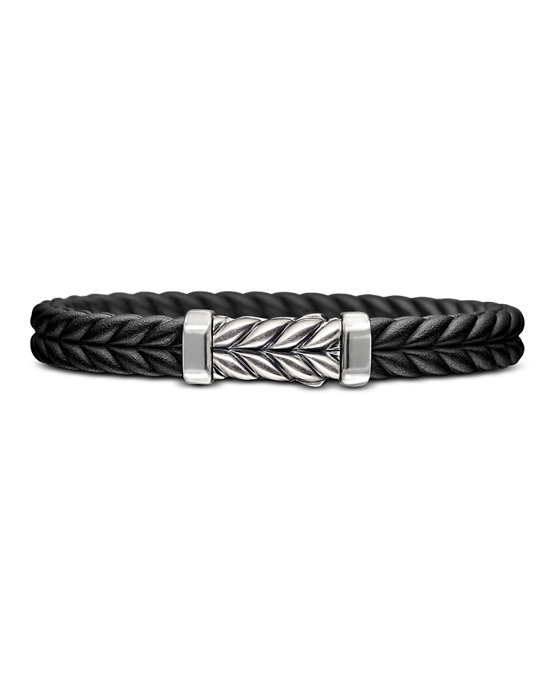 David Yurman Men's Sterling Silver Chevron Woven Rubber Bracelet, 6mm