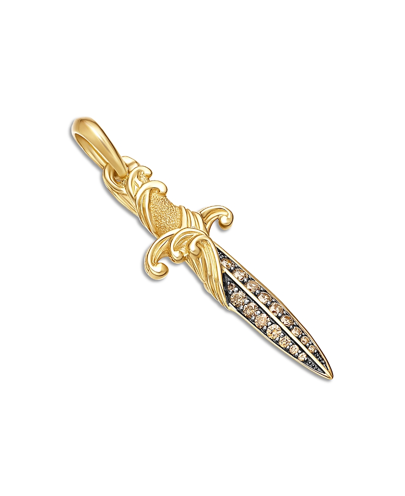 David Yurman 18K Yellow Gold Cognac Diamond Dagger Amulet Pendant