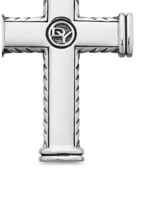 Men&#39;s Chevron Cross Pendant in Sterling Silver, 33.5mm