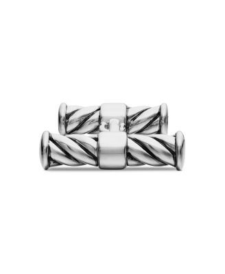 Cable Elongated Cufflinks in Sterling Silver, 22mm