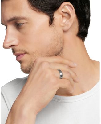 Men's Gray Titanium Wedding Beveled Band