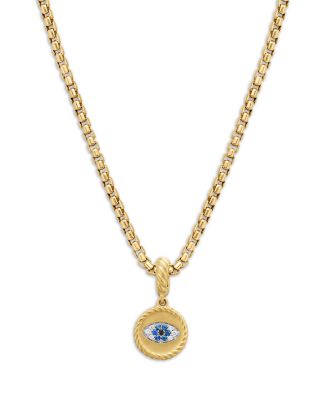 Cable Collectibles Evil Eye Amulet with Diamonds and Blue Sapphires in 18k Gold