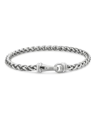 Men's Wheat Chain Bracelet in Sterling Silver, 4mm