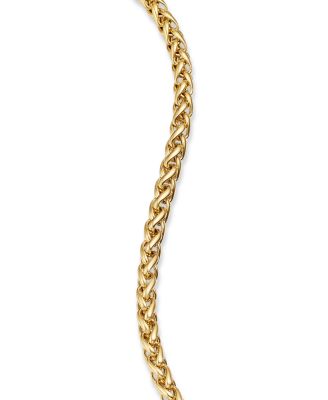Men's Wheat Chain Bracelet in 18K Yellow Gold, 4mm