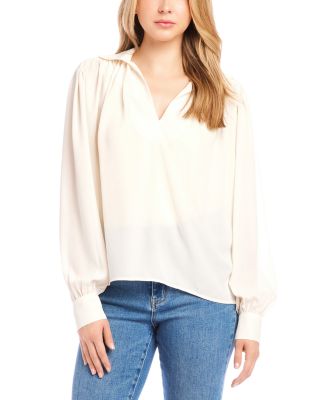 Karen Kane - Shirred V Neck Blouse