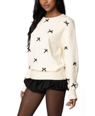  Satin Bow Oversized Sweater