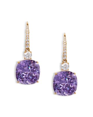 Soleil Cubic Zirconia Clear & Color Cushion Drop Earrings