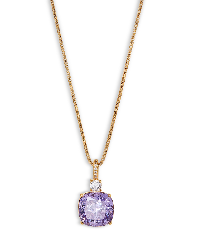 Nadri Macaron Cubic Zirconia Clear & Color Cushion Pendant Necklace, 16-18 In Gold/purple