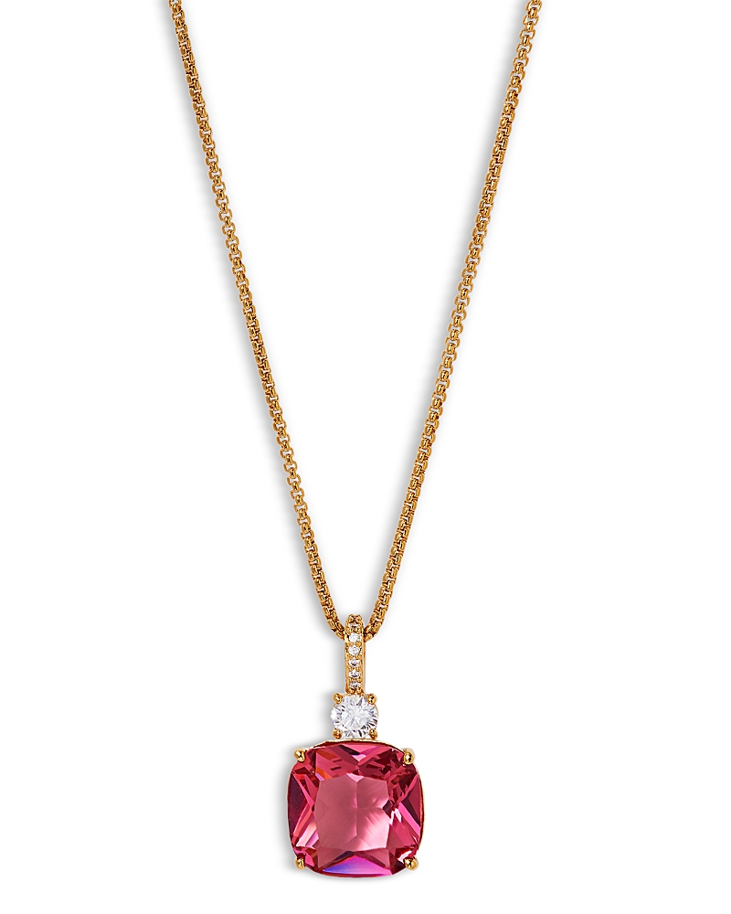 Nadri Macaron Cubic Zirconia Clear & Color Cushion Pendant Necklace, 16-18 In Gold/pink