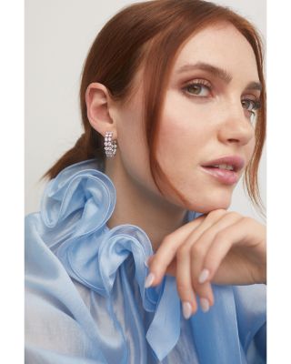 Cassi Cubic Zirconia Double Row Small Hoop Earrings