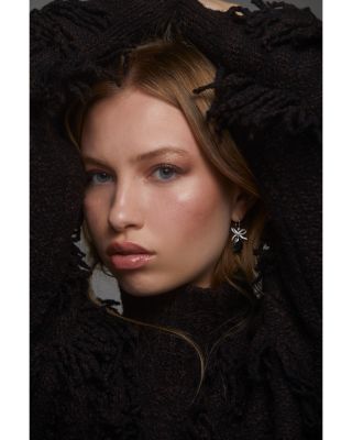 Macaron Cubic Zirconia Pear Bow Drop Earrings