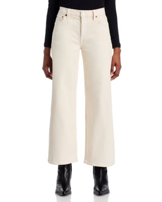 Mid Rise Crop Wide Leg Jeans in White