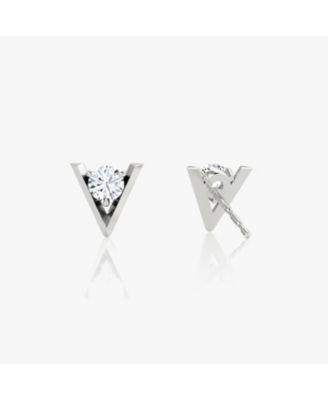  V Solitaire Studs in 14K White Gold, .50ctw Brilliant Round Lab Grown Diamonds