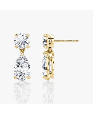  Signature Drop Earring in 14K White Gold, 3.0ctw Round Brilliant & Pear Lab Grown Diamonds