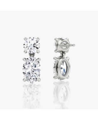  Signature Drop Earring in 14K White Gold, 3.0ctw Round Brilliant & Oval Lab Grown Diamonds