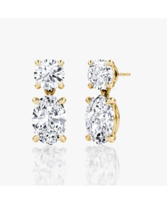  Signature Drop Earring in 14K White Gold, 6.0ctw Round Brilliant & Oval Lab Grown Diamonds