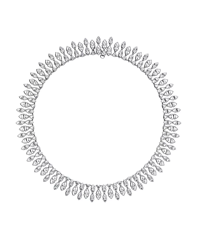 Vrai Trillion Cascade Necklace in 14K White Gold, 33ctw Trillion Lab Grown Diamonds