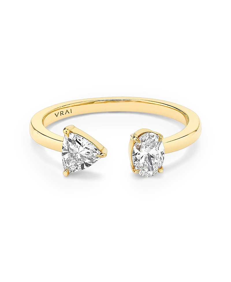 Vrai Mixed Lab-Grown Diamond Cuff Ring in 14K Yellow Gold, .50ctw Oval & Trillion Lab Grown Diamonds