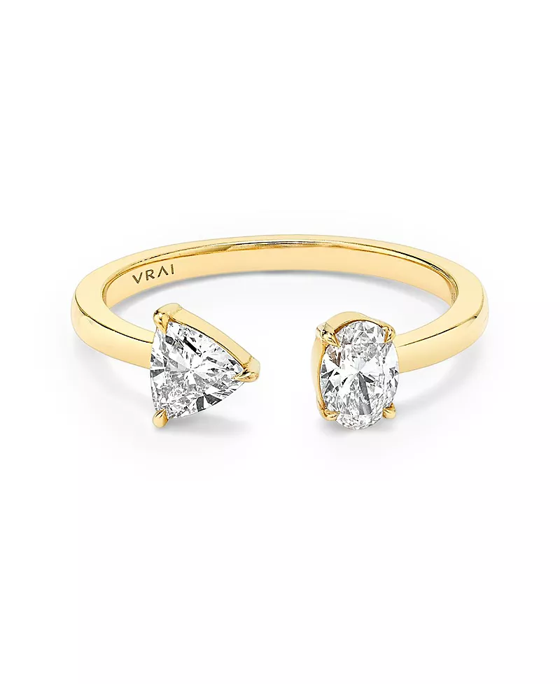 Vrai Mixed Lab-Grown Diamond Cuff Ring in 14K Yellow Gold, .50ctw Oval & Trillion Lab Grown Diamonds