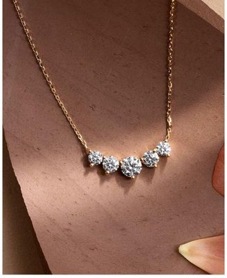  Arc Necklace in 14K White Gold, 3.5ctw Brilliant Round Lab Grown Diamonds