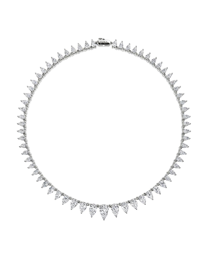 Vrai Pear Tennis Necklace In 14k White Gold, 26ctw Pear Lab Grown Diamonds