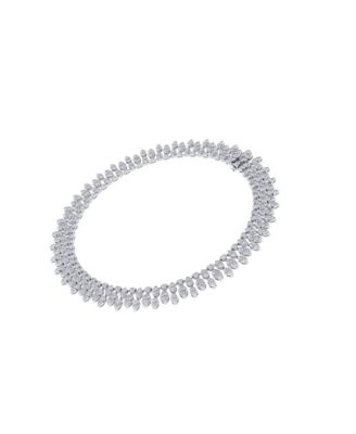  Trillion Cascade Necklace in 14K White Gold, 33ctw Trillion Lab Grown Diamonds