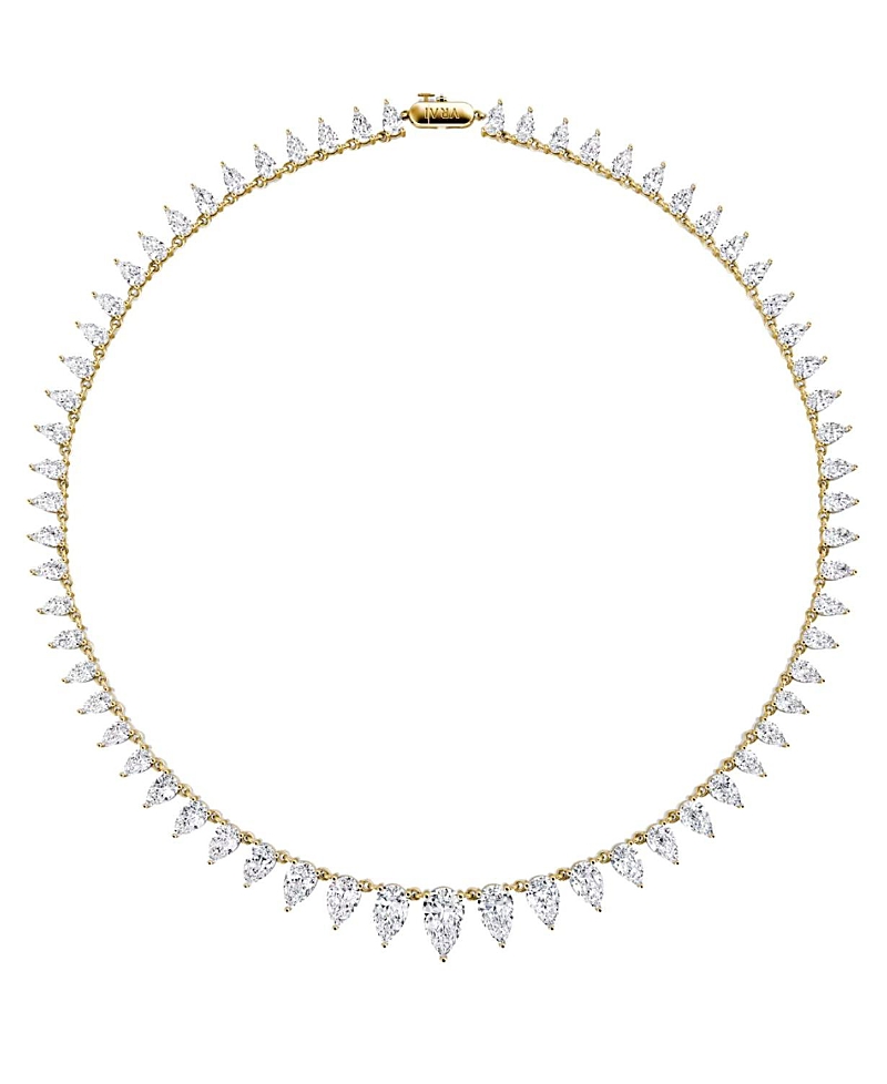 Vrai Pear Tennis Necklace In 14k White Gold, 26ctw Pear Lab Grown Diamonds In K Yellow Gold