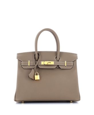 Pre-Owned Hermes Birkin 30 Handbag Grey Epsom with Gold Hardware