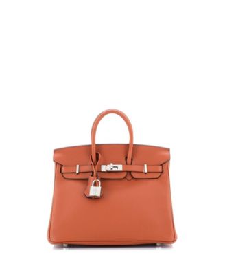 Pre-Owned Hermes Birkin 25 Handbag Verso Novillo with Palladium Hardware