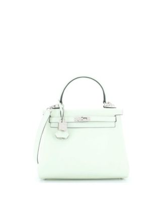 Pre-Owned Hermes Kelly 25 Handbag Green Swift with Palladium Hardware