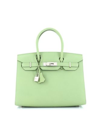 Pre-Owned Hermes Birkin 30 Handbag Green Epsom with Palladium Hardware