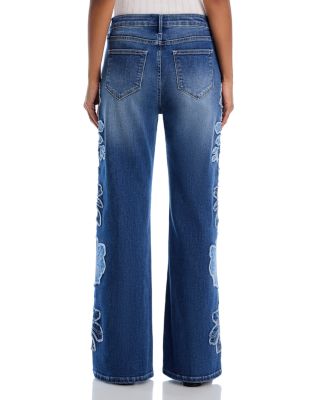 Charlee x Denim Patch Wide Legs Jeans in Medium Wash