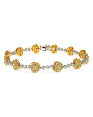 Bloomingdale's Yellow Diamond Heart Bracelet in 18K Yellow & White Gold