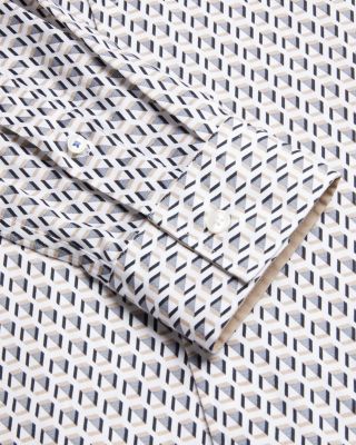 Joshhy Slim Fit Hex Geo Long Sleeve Shirt