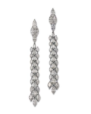 Bloomingdale's Fine Collection Diamond Marquis Linear Cluster Drop Earrings in 18K White Gold, 5.0 ct. t. w.