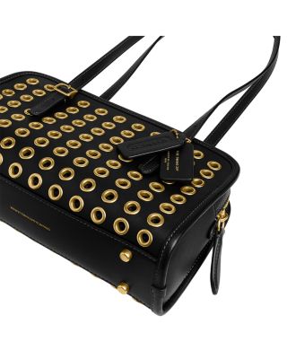 Small Grommet Detail Leather Swing Bag 