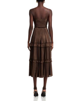 Ruched Ruffled Midi Dress - Exclusive