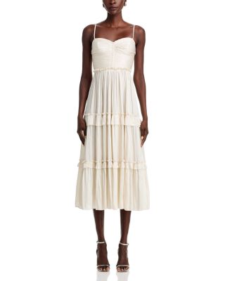 Ruched Ruffled Midi Dress - Exclusive