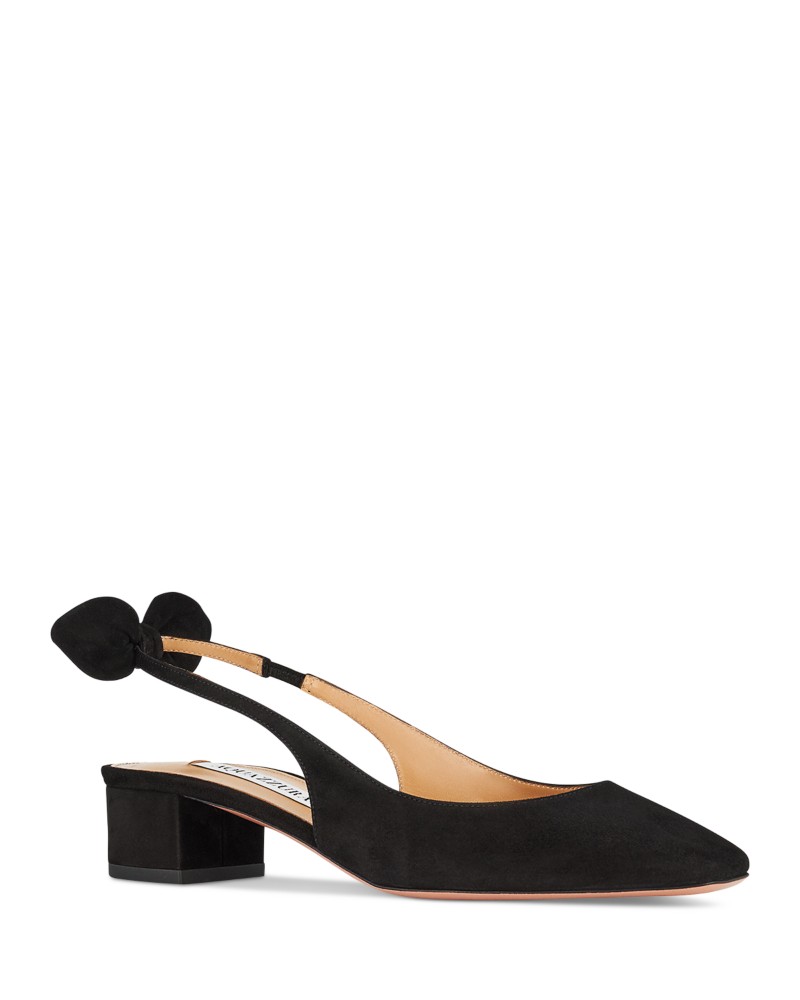 Aquazzura Women's Very Bow Tie 35 Slingback Flats in Black